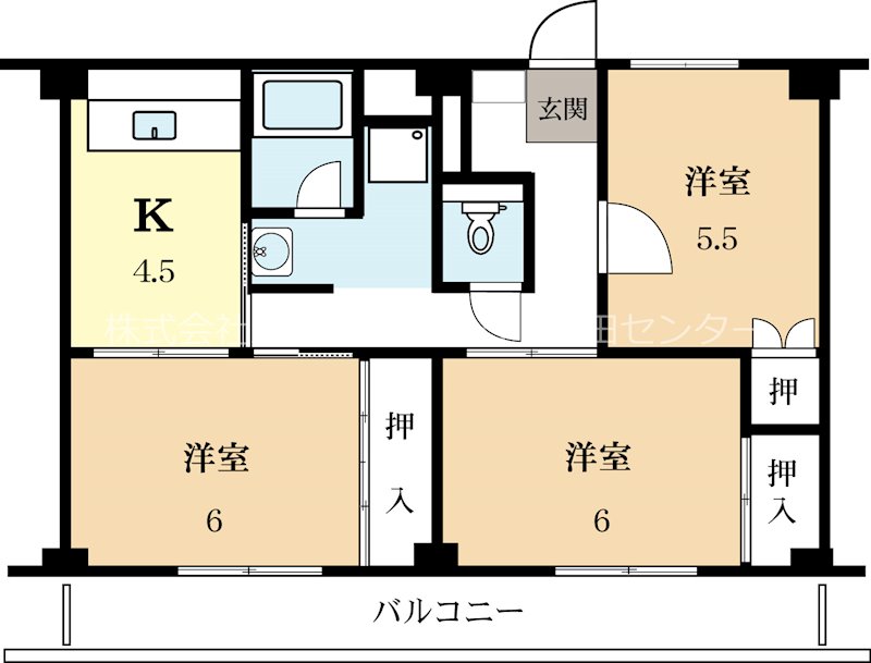 ビレッジハウス城陽4号棟の間取り