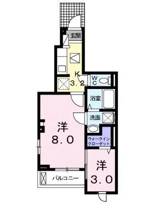 狭山市新狭山のアパートの間取り