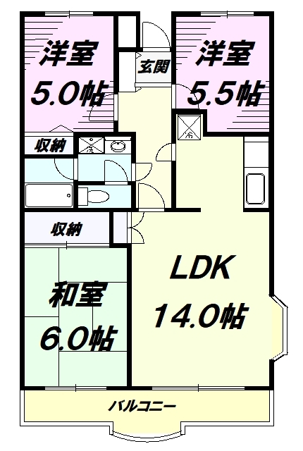 八王子市東浅川町のマンションの間取り