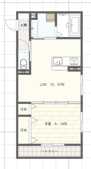 姫路市飾磨区細江のマンションの間取り