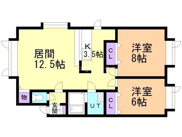 札幌市白石区平和通のアパートの間取り