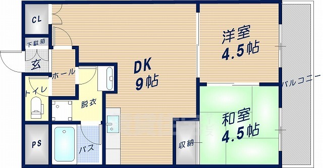 東大阪市池之端町のマンションの間取り