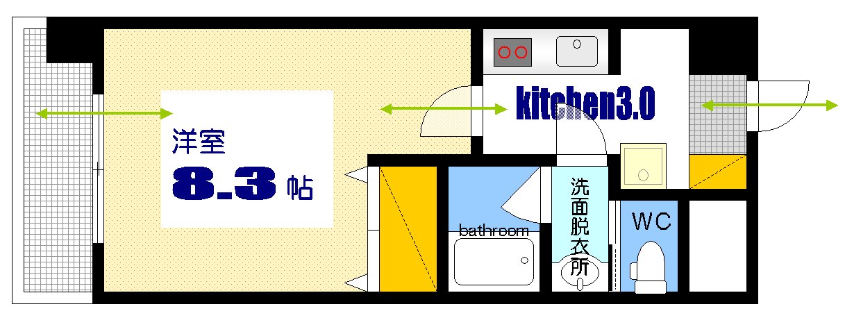 広島市中区白島九軒町のマンションの間取り