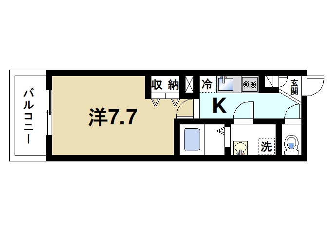 奈良市富雄元町のアパートの間取り