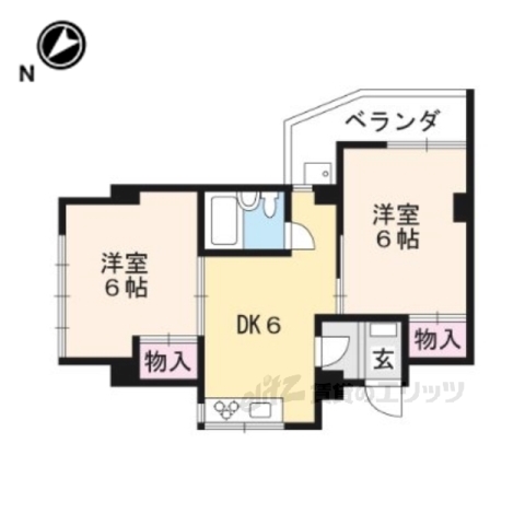 シャルマン離宮ハイツ２Ａの間取り