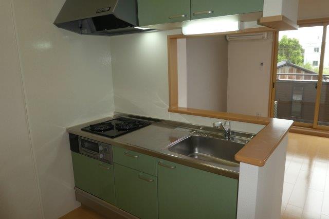 キッチン　2口ガスコンロ付きシステムキッチン