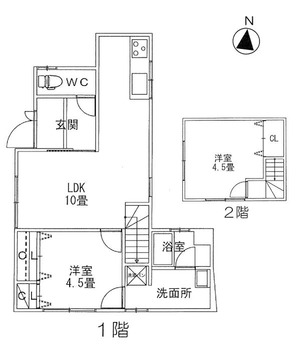 大石東町5丁目貸家の間取り写真