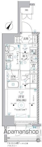 ＪＲ東海道本線 川崎駅 徒歩8分 15階建 築7年の間取り写真