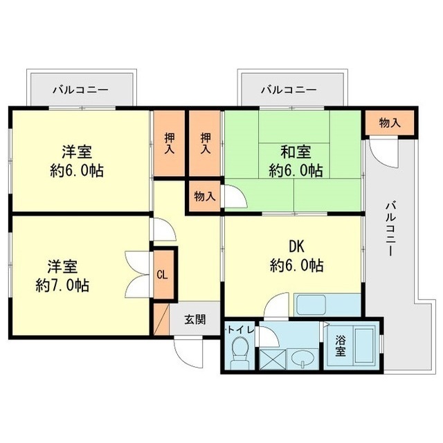 春日市一の谷のマンションの間取り