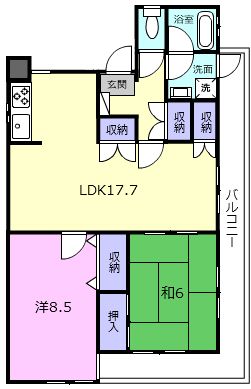 伊賀市緑ケ丘東町のマンションの間取り