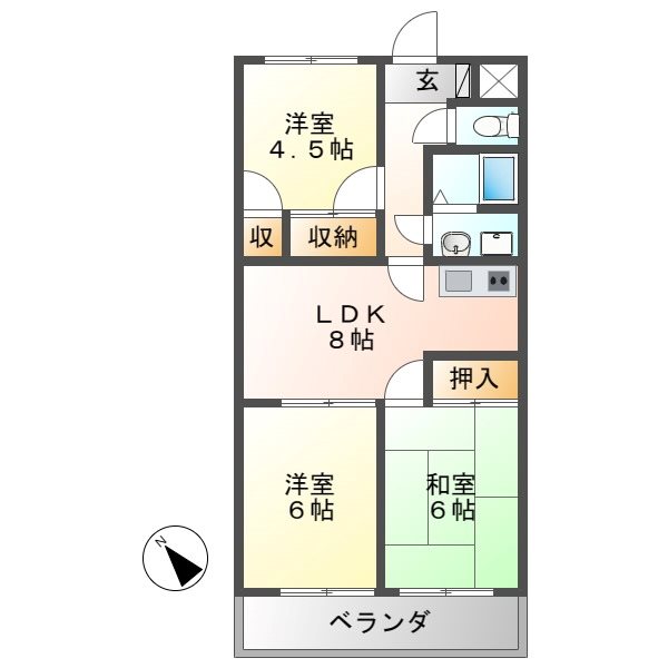 アルトラマンション茄子川　Ｂ棟の間取り