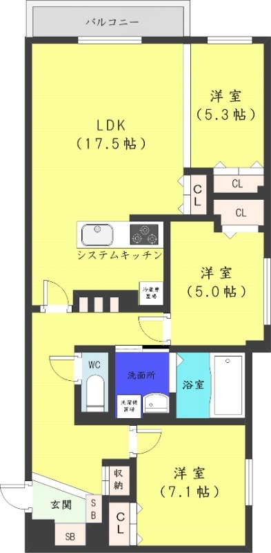 【札幌市中央区南十二条西のマンションの間取り】