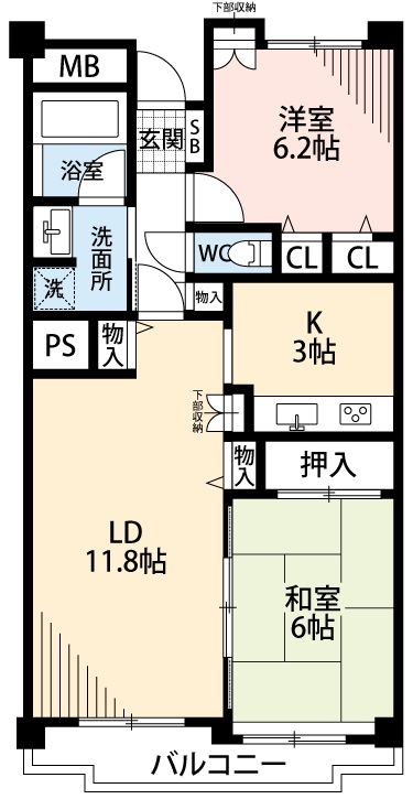 【岡崎市戸崎町のマンションの間取り】