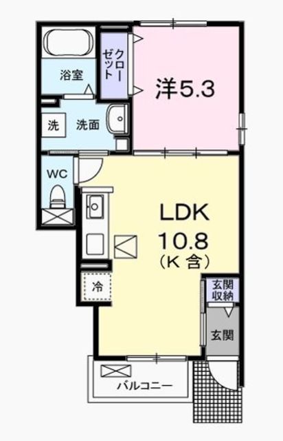 青梅市藤橋のアパートの間取り