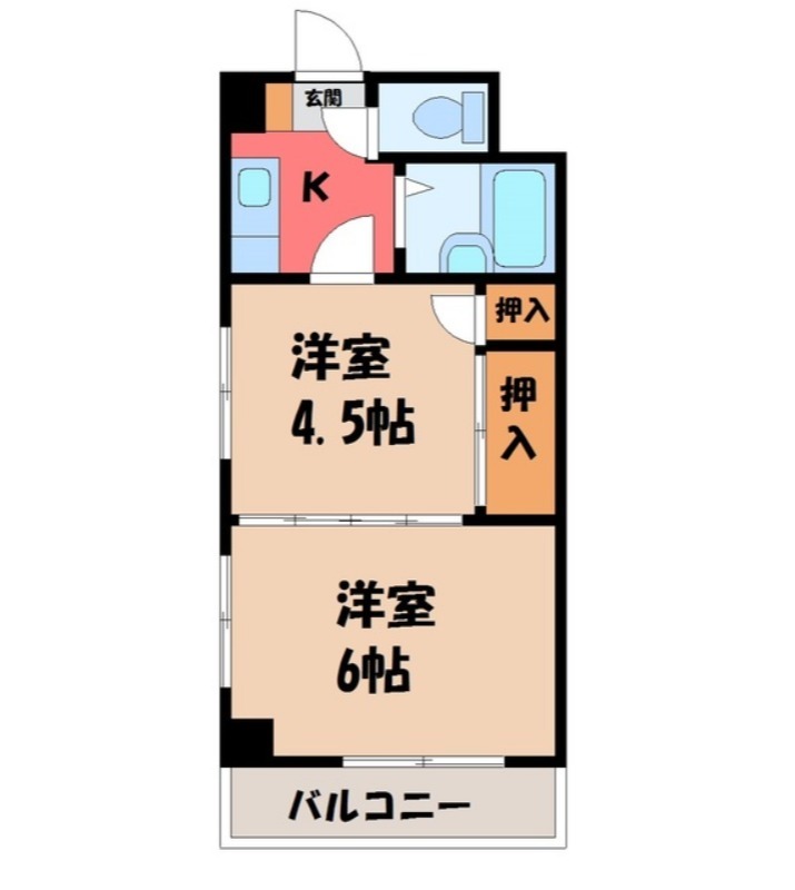 下都賀郡野木町大字丸林のマンションの間取り