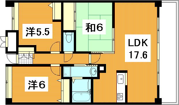 広島市西区庚午北のマンションの間取り