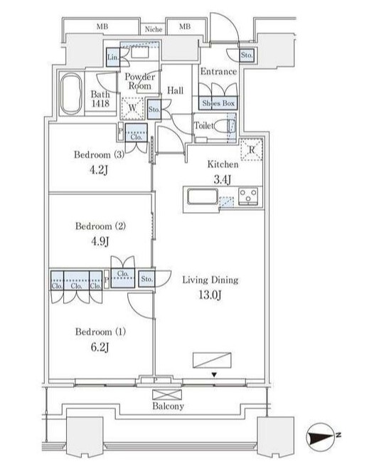 新宿区富久町のマンションの間取り