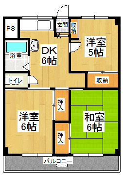 北ノ浜マンションの間取り