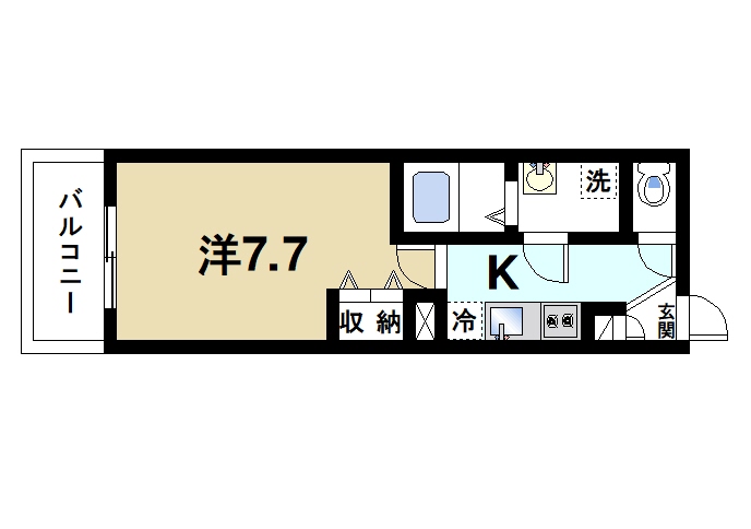 奈良市富雄元町のアパートの間取り