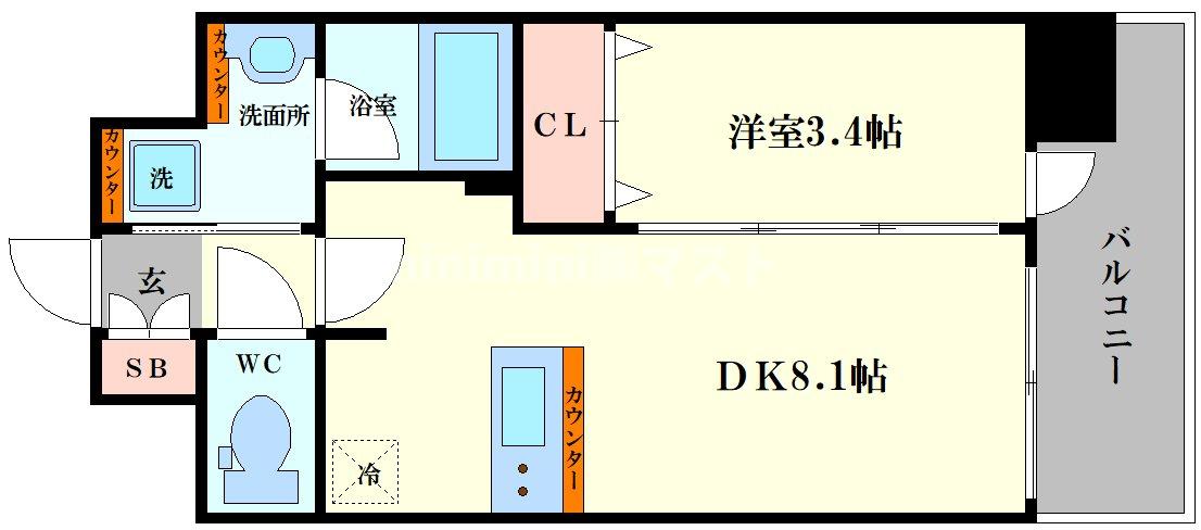 大阪市北区浮田のマンションの間取り