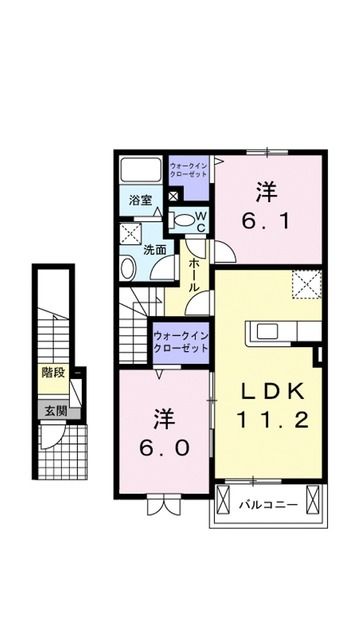 伊予郡砥部町高尾田のアパートの間取り