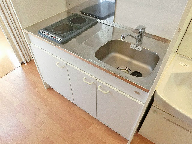 キッチン　2口の電気コンロがあります。