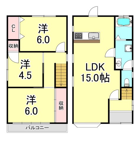野田町8丁目貸家 B号の間取り写真