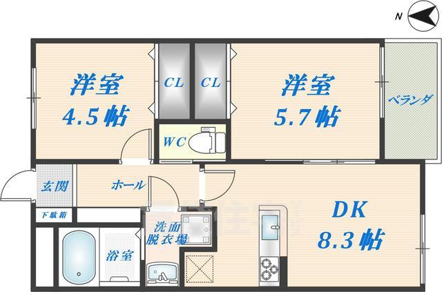 近鉄大阪線 俊徳道駅 徒歩9分 3階建 築8年の間取り写真