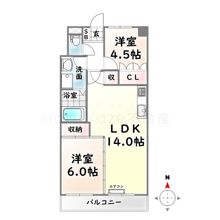 名鉄名古屋本線 本星崎駅 徒歩7分 6階建 築32年の間取り写真
