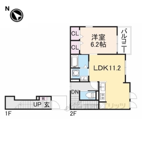 【彦根市八坂町のアパートの間取り】