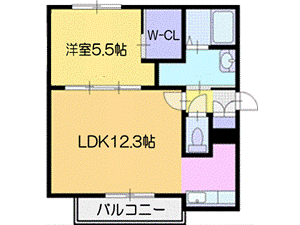 江別市牧場町のアパートの間取り