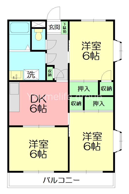 小田原市栢山のマンションの間取り