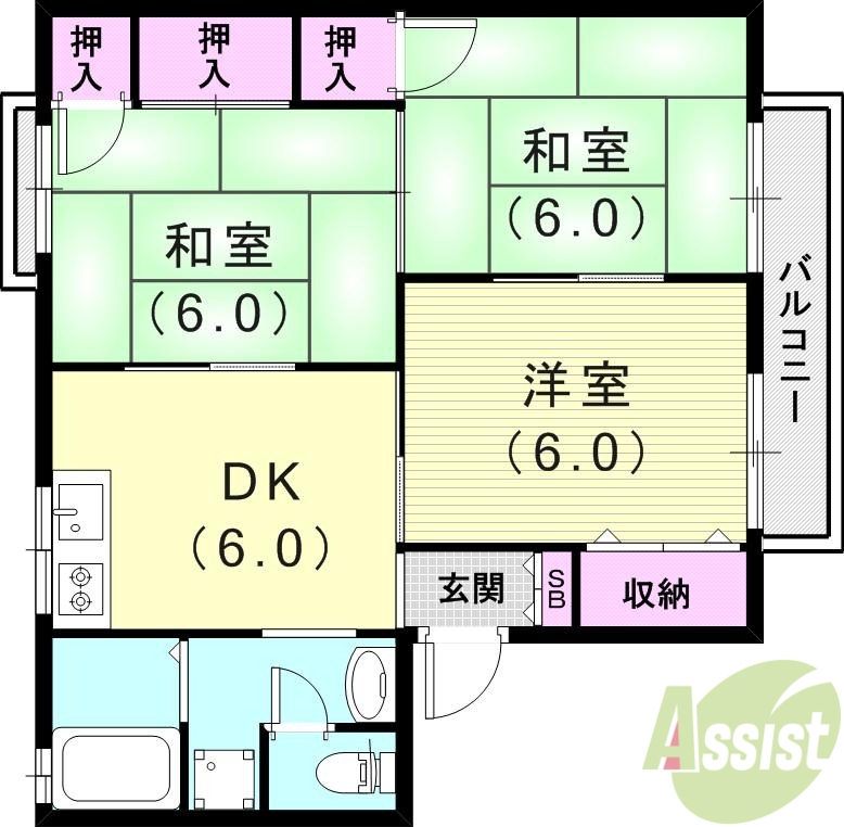 【伊丹市西野のアパートの間取り】