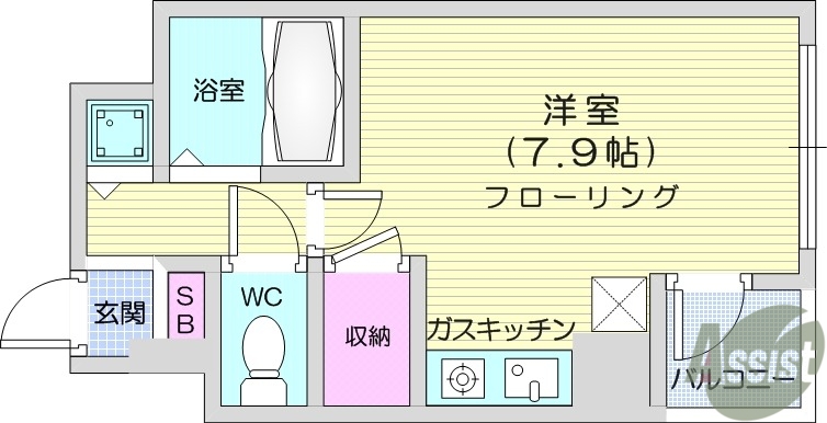 仙台市青葉区支倉町のマンションの間取り