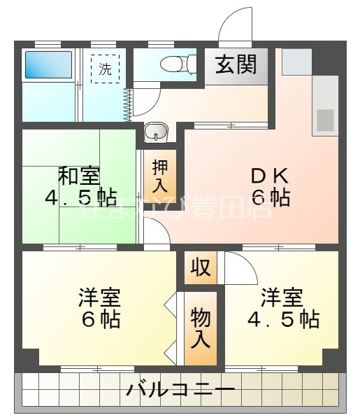 刈谷市恩田町のマンションの間取り