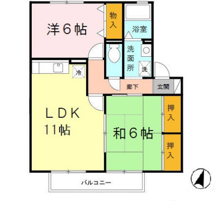 サニーハイツ学園中の間取り