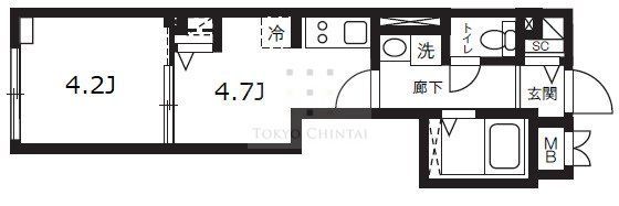 新宿区弁天町のマンションの間取り