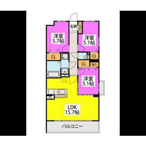 (仮称)プレアL河東の間取り