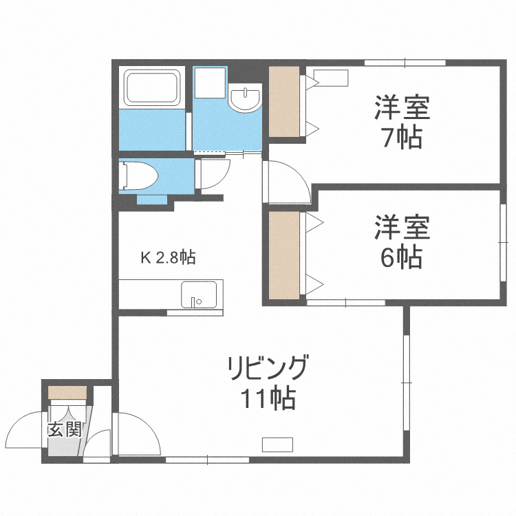 札幌市中央区北三条東のマンションの間取り