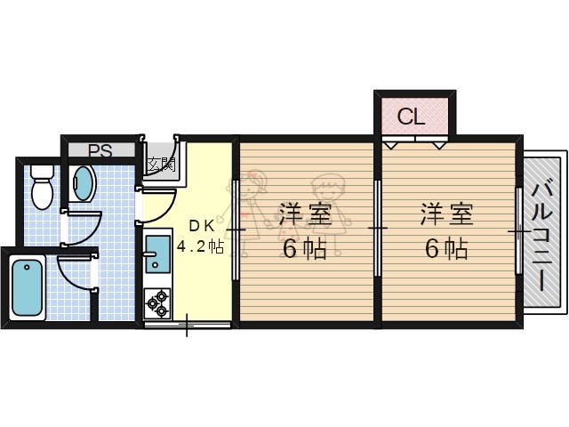 大阪市阿倍野区阿倍野元町のマンションの間取り