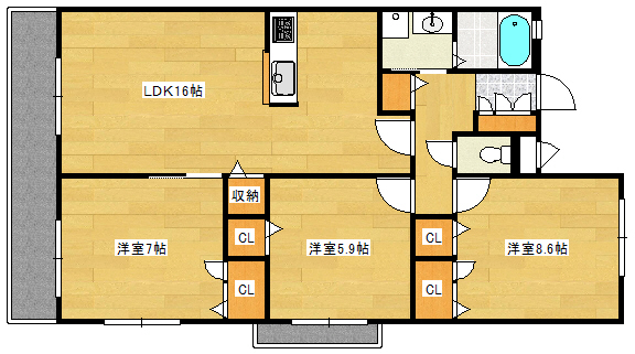 広島市西区南観音のマンションの間取り