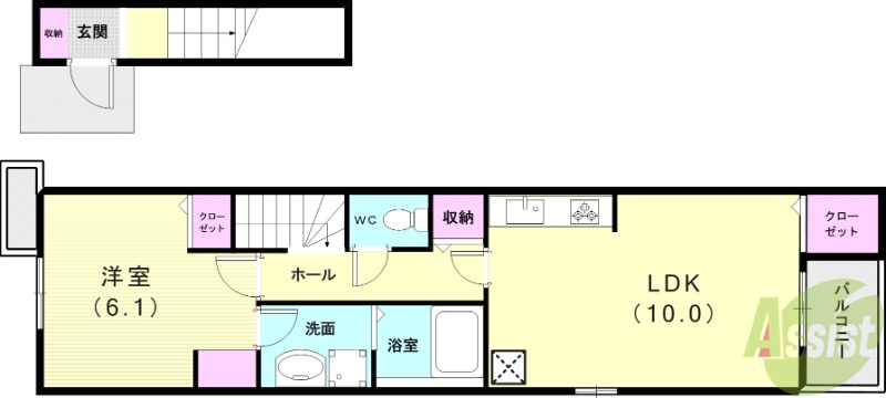 明石市旭が丘のアパートの間取り