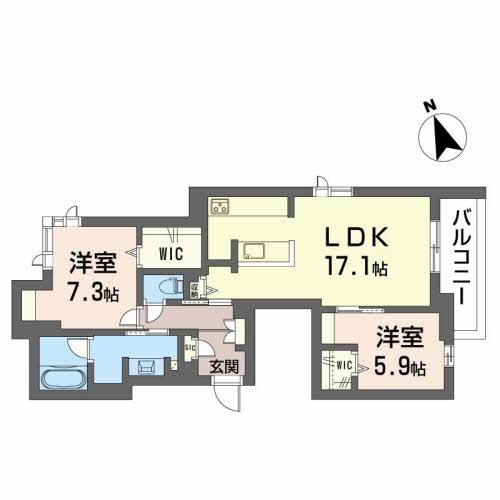 広島市安佐南区緑井のマンションの間取り