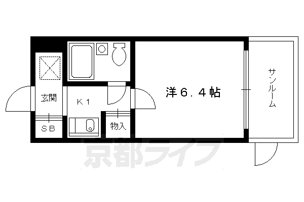 京都市北区大宮開町のマンションの間取り