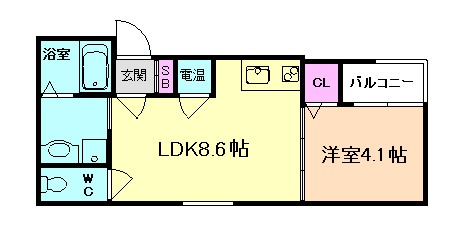 大阪市淀川区田川北のアパートの間取り