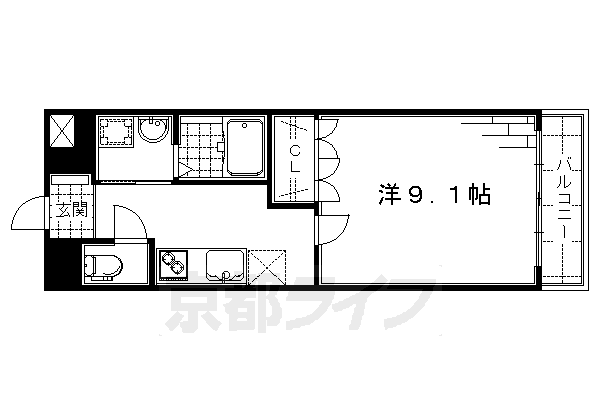 京都市伏見区深草西浦町７丁目のマンションの間取り