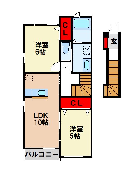 朝倉郡筑前町二のアパートの間取り