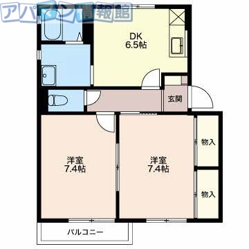 新潟市江南区茜ケ丘のアパートの間取り