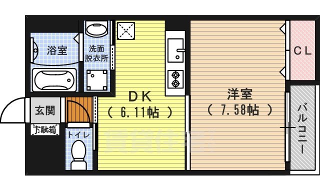 京都市下京区下長福寺町のマンションの間取り