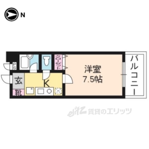 京都市上京区伊勢殿構町のマンションの間取り